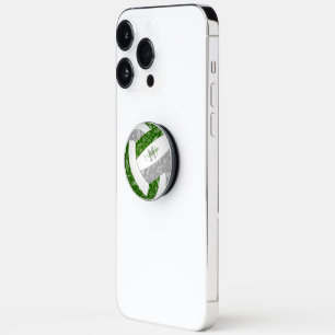 Green gray paislies feathers boho volleyball PopSocket