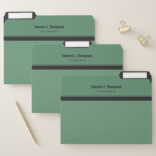 Green Gray Simple Border File Folder (Set)