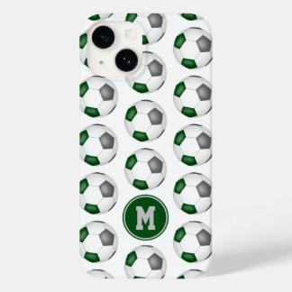green gray soccer balls pattern monogrammed Case-Mate iPhone 14 case