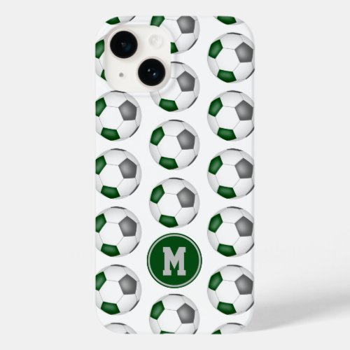 green gray soccer balls pattern monogrammed Case_Mate iPhone 14 case