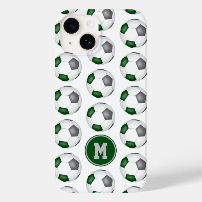 green gray soccer balls pattern monogrammed Case-Mate iPhone case (Back)