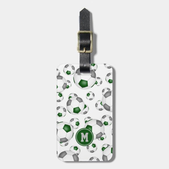 green gray soccer team colors monogrammed luggage tag