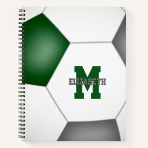 green gray soccer team colors personalized notebook
