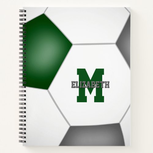 green gray soccer team colors personalized notebook