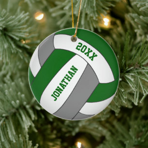 green gray sports team colors boys volleyball ceramic ornament