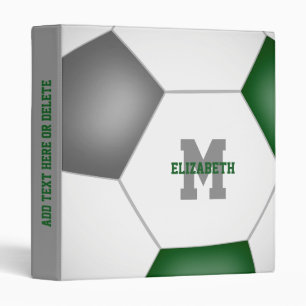 green gray sports team colors soccer 3 ring binder