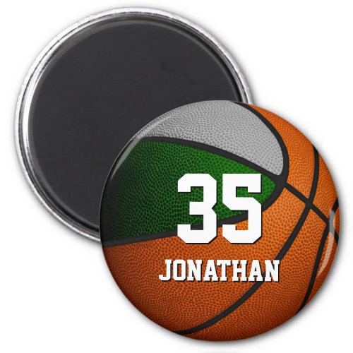 green gray sports team colors teens basketball magnet