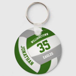 green gray sports team colors volleyball keychain