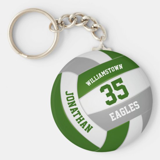 green gray sports team colors volleyball keychain