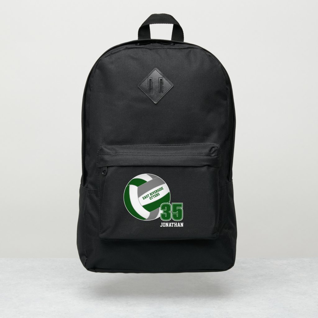 Green gray sports team colors volleyball backpack
