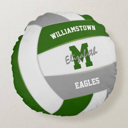 green gray sports team colors volleyball round pillow