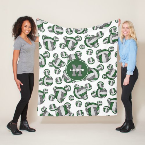 green gray sporty team colors girly volleyball fleece blanket