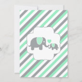 Green & Gray Stripes Baby Elephant | Baby Shower Invitation (Back)