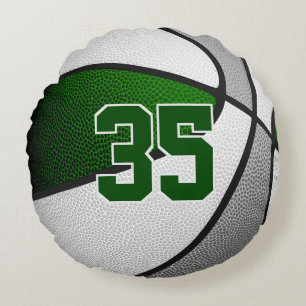 green gray team colors basketball room decor round pillow