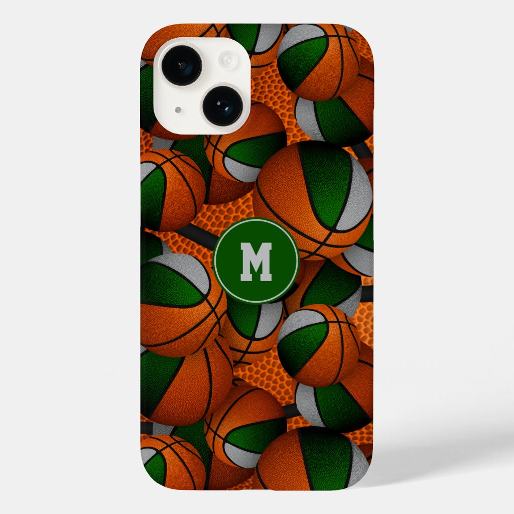 Green gray team colors basketball sports pattern iPhone case