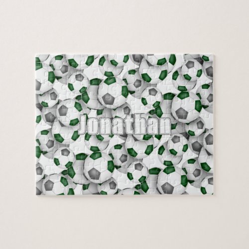 green gray team colors boys girls soccer jigsaw puzzle