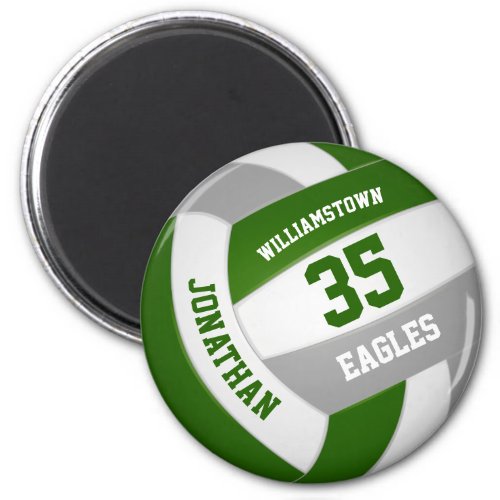green gray team colors boys girls volleyball magnet