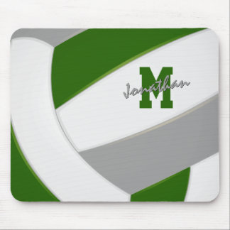 green gray team colors boys girls volleyball mouse pad