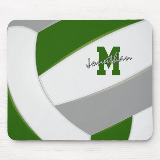 green gray team colors boys girls volleyball  mouse pad