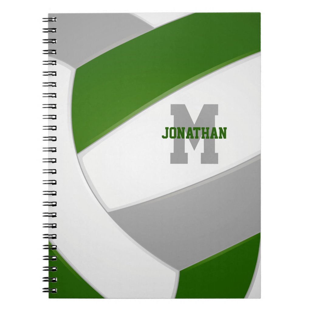 green gray team colors girls boys volleyball notebook