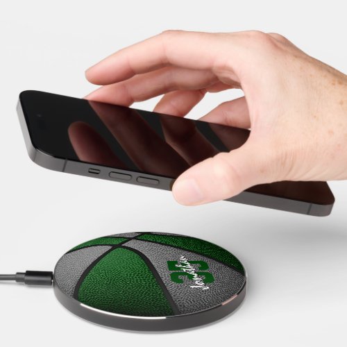 green gray team colors kids basketball wireless charger 