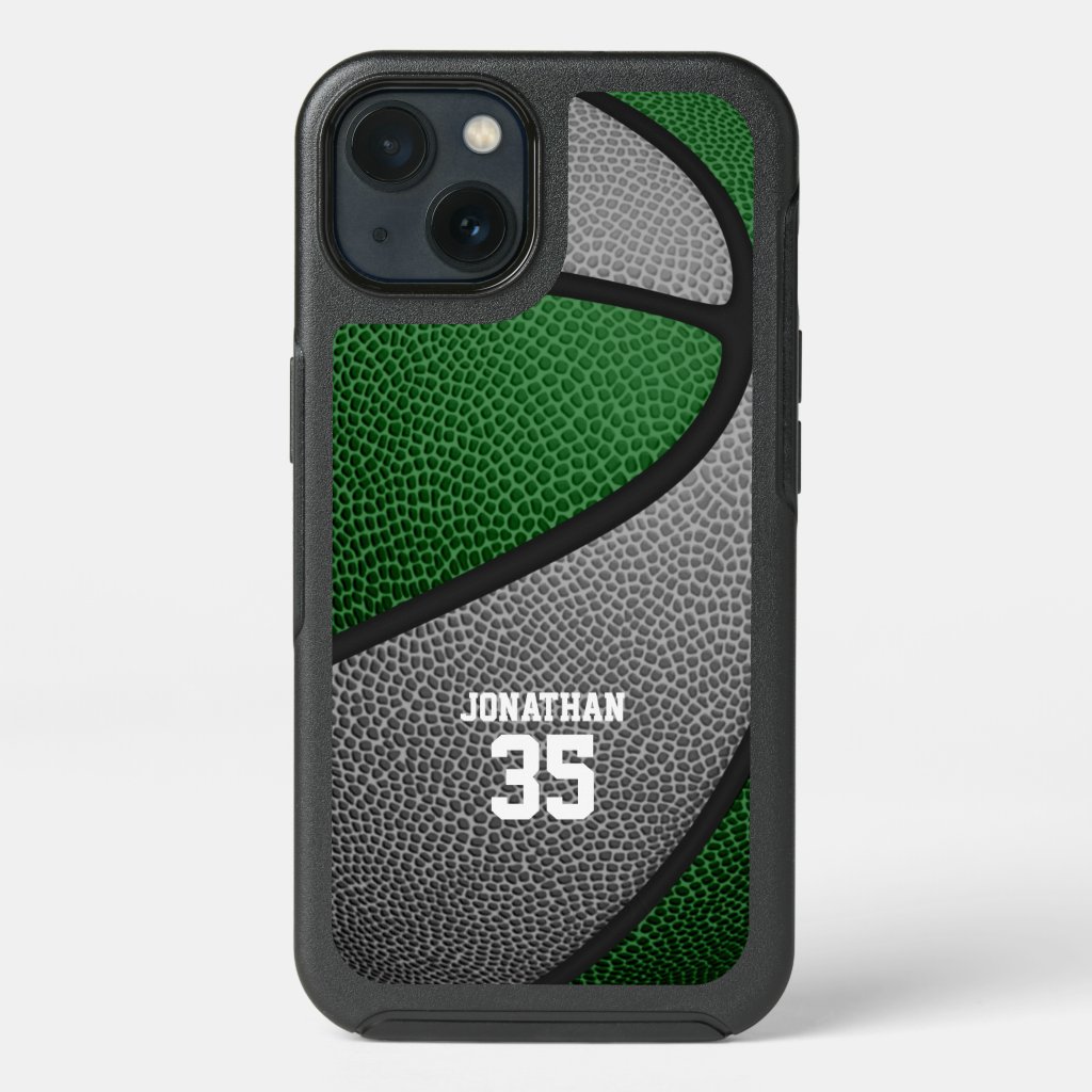 green gray team colors personalized basketball OtterBox iPhone case