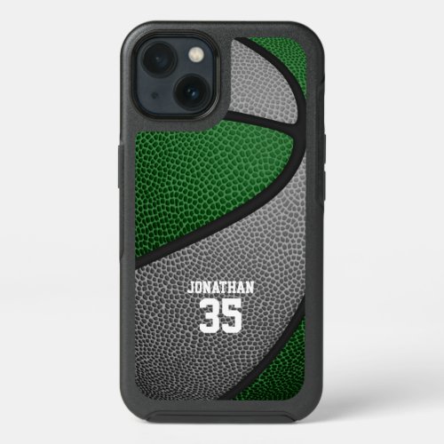 green gray team colors personalized basketball iPhone 13 case