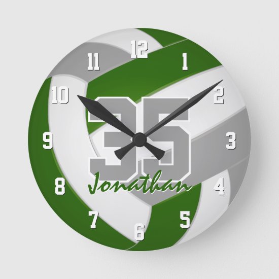 green gray team colors players name volleyball round clock