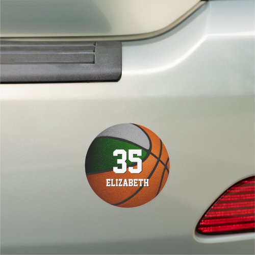 green gray team colors teens basketball locker or car magnet