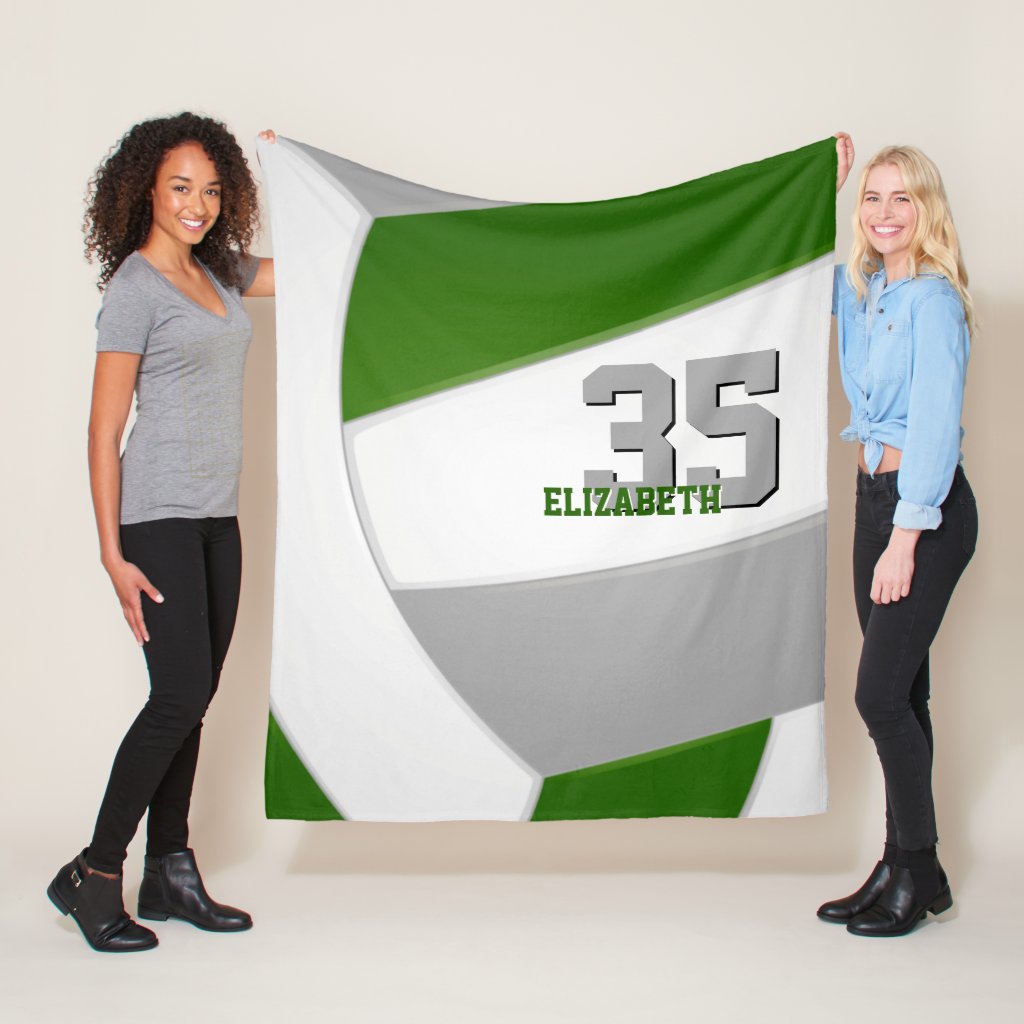 green gray team colors volleyball athlete name fleece blanket