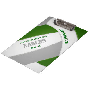 green gray team colors volleyball coach clipboard