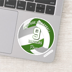 green gray team colors volleyball player sticker
