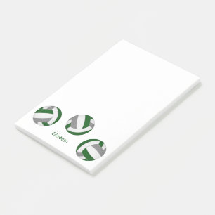green gray team colors volleyballs w player name post-it notes