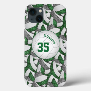 green gray team spirit gifts girls volleyball iPhone 13 case