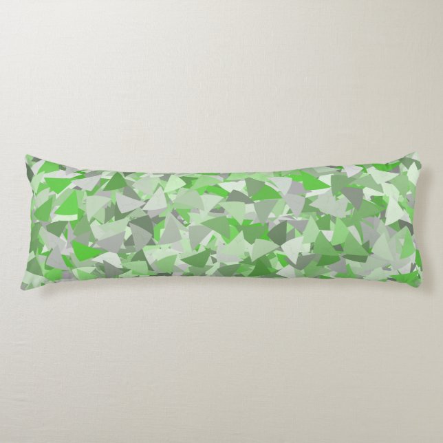Green Gray Triangle Pattern Body Pillow (Front)