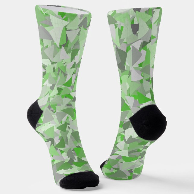 Green Gray Triangle Pattern Socks (Angled)