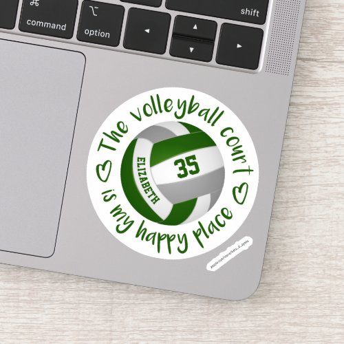 green gray volleyball court my happy place sticker