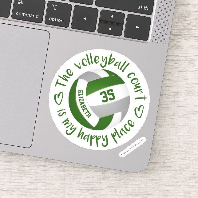 green gray volleyball court my happy place sticker (Detail)