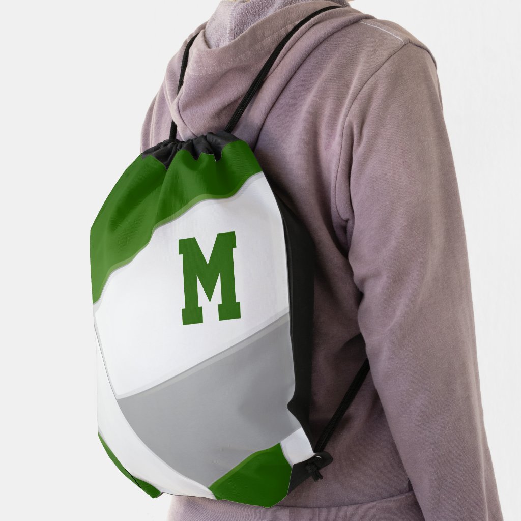 green gray volleyball girl boy school team colors drawstring bag