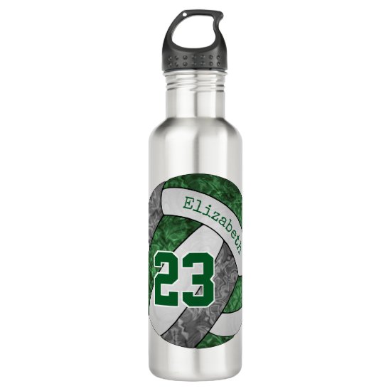green gray volleyball girls' custom team colors stainless steel water bottle
