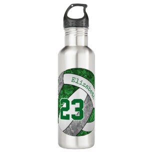 green gray volleyball girls' custom team colors stainless steel water bottle