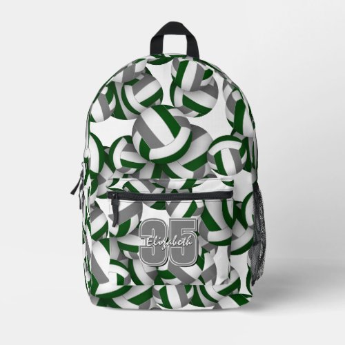 green gray volleyball team colors athlete name backpack