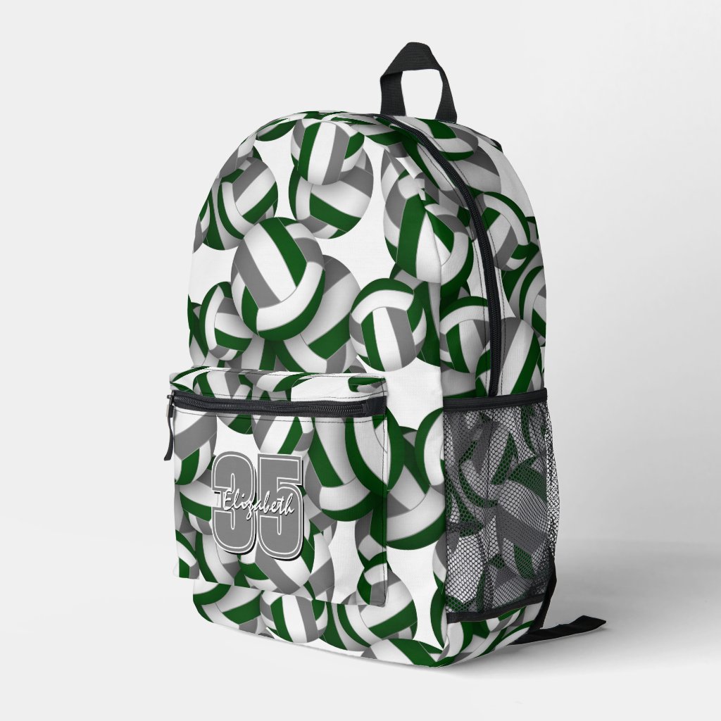 green gray volleyball pattern sports team colors printed backpack