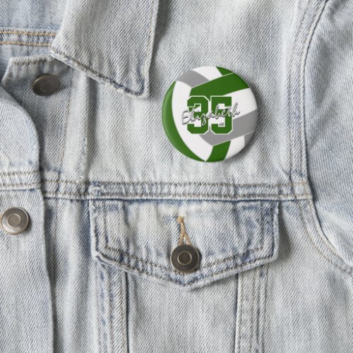 green gray volleyball team colors button