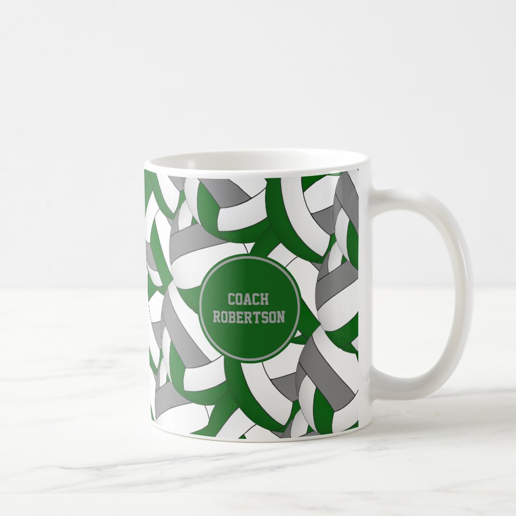 green gray volleyball team colors coach gift coffee mug