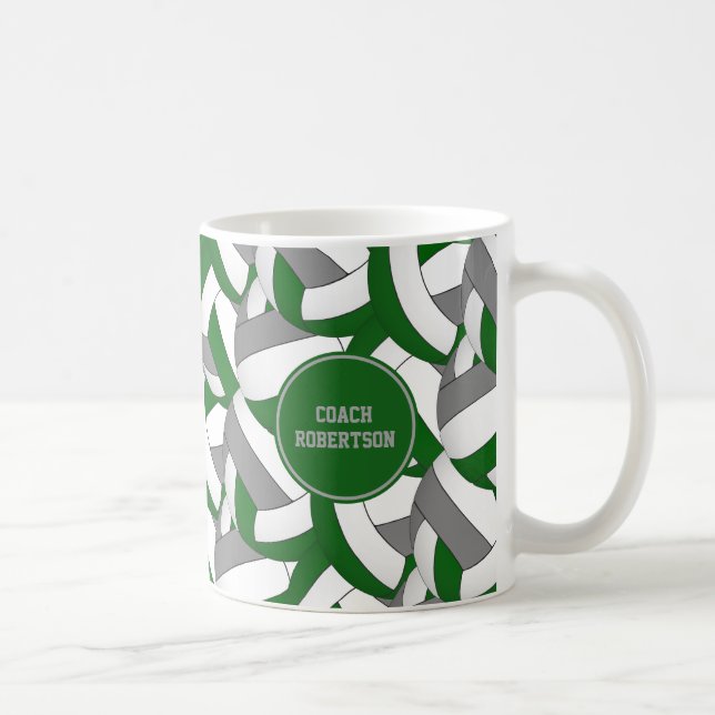 green gray volleyball team colors coach gift coffee mug (Right)