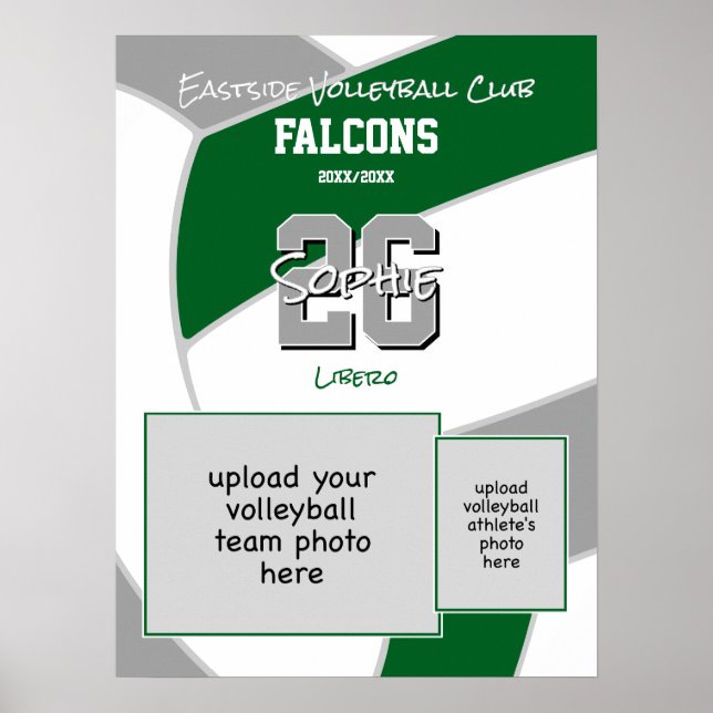 green gray volleyball team colors commemorative poster (Front)
