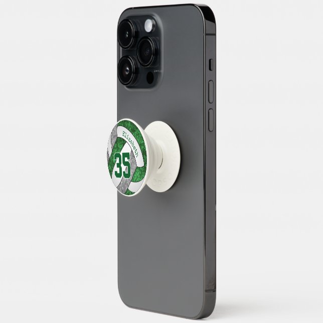 green gray volleyball teen girl name jersey number PopSocket (Open)