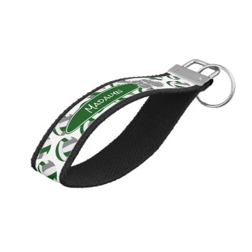 green gray volleyballs athlete name wrist keychain