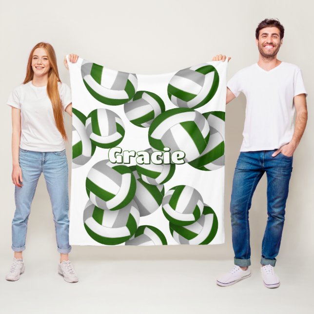 green gray volleyballs girls sports room decor fleece blanket (In Situ)